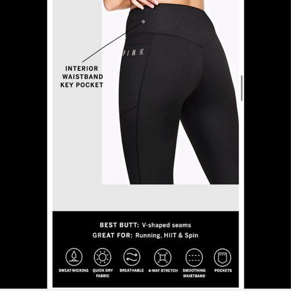 💕VS PINK BLACK & GREY MARL ULTIMATE V LEGGINGS - Picture 10 of 10